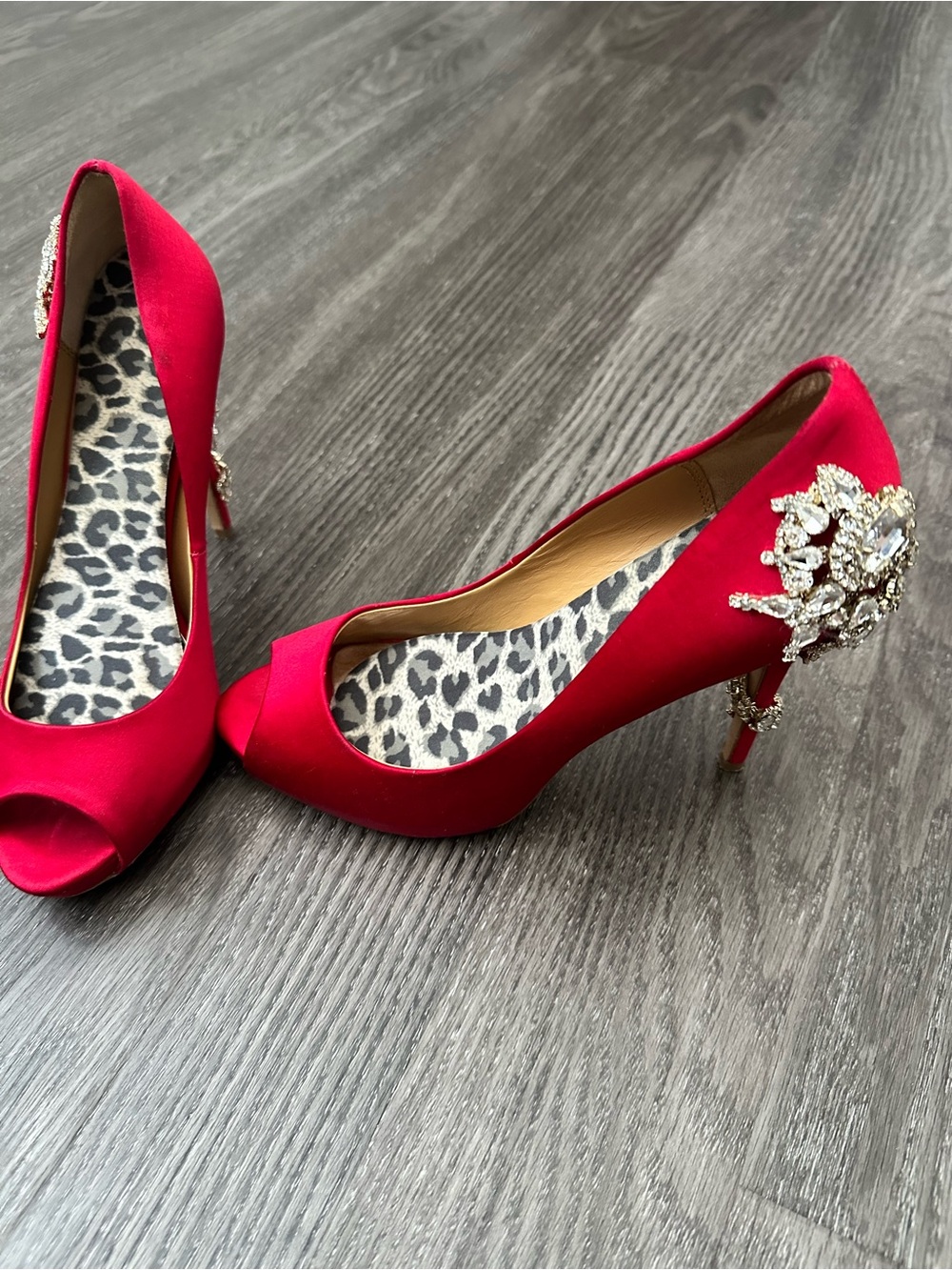Badgley Mischka Red Satin Heels